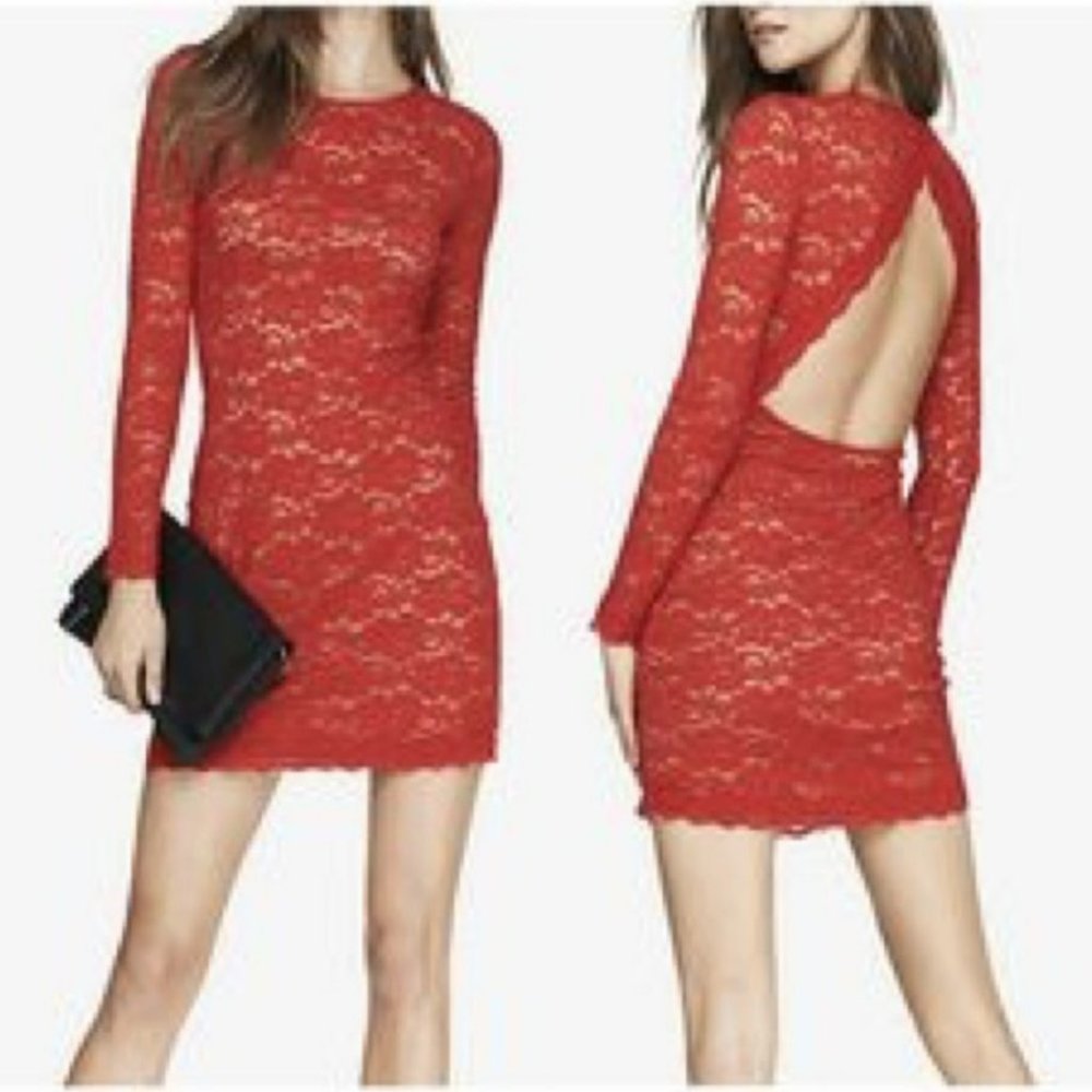 Lacey Red Dress Open Back